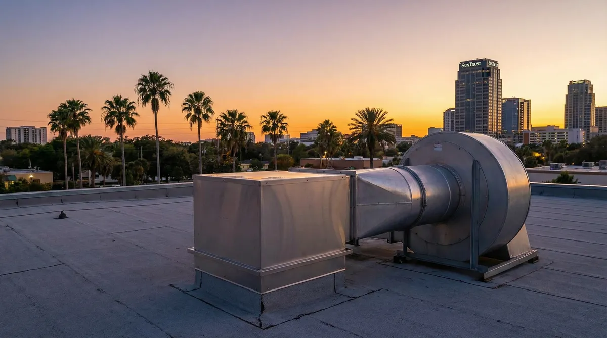 Rooftop grease containment system on an Orlando restaurant roof